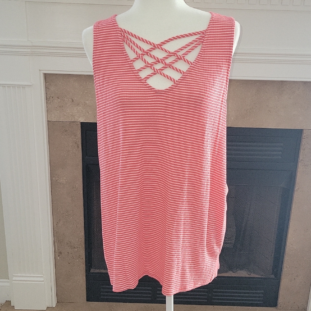 White Birch Pink Striped Tank Top